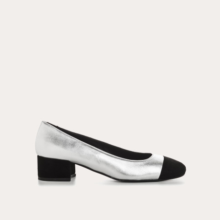 Ballerinas with two-tone metallic leather