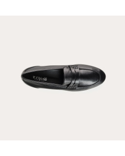Black Leather Round Tips Moccasins