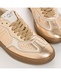 Baskets pour femme en cuir métallisé et cuir lisse à lacets