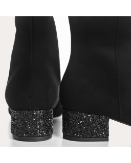 Velvet leather and glitter leather boots