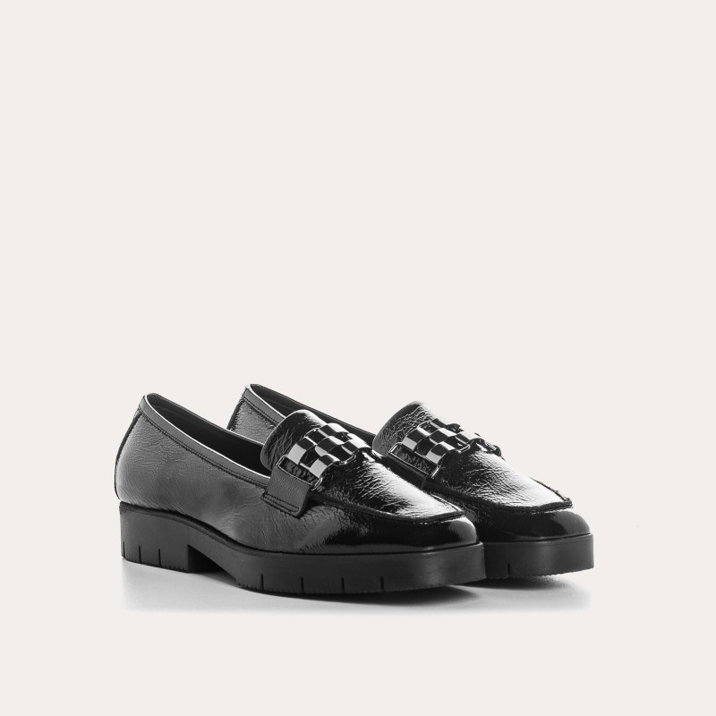 Patent Leather loafers with metal accessories