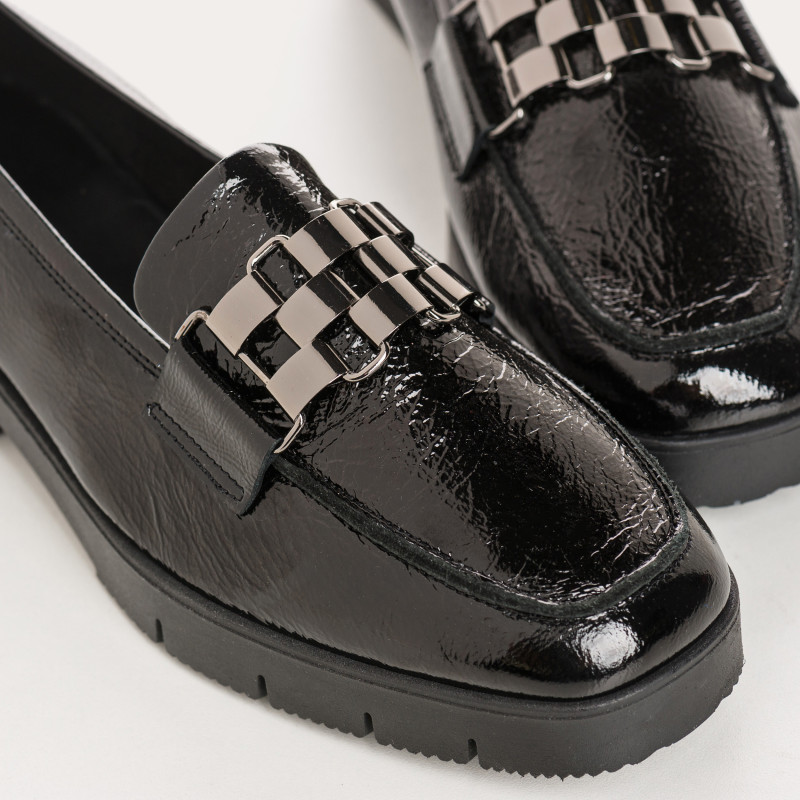 Patent Leather loafers with metal accessories