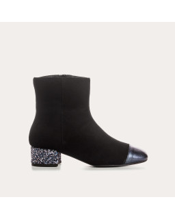 Velvet leather and glitter leather boots