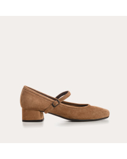 Babies à talons en cuir velours