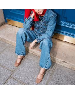 Kelly Brown Heel Mary Janes in Suede