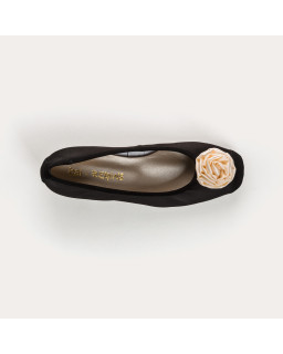 Ballerines à talons noires en soie