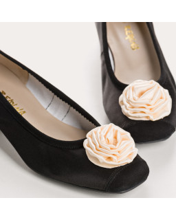 Ballerines à talons noires en soie