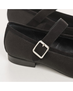 Silk mary janes with silver flanges and loops