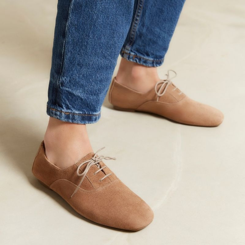 Suede flat derbies