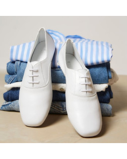 Derbies cuir femme plates avec lacets ton sur ton