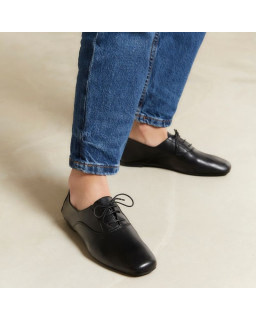 Derbies cuir femme plates avec lacets ton sur ton
