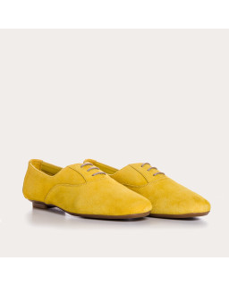 Derbies plates en cuir velours