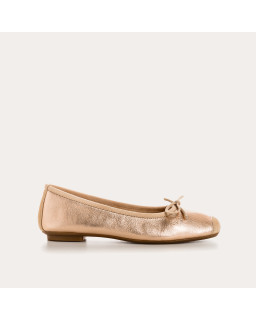 Flat ballerinas with metallic leather knot