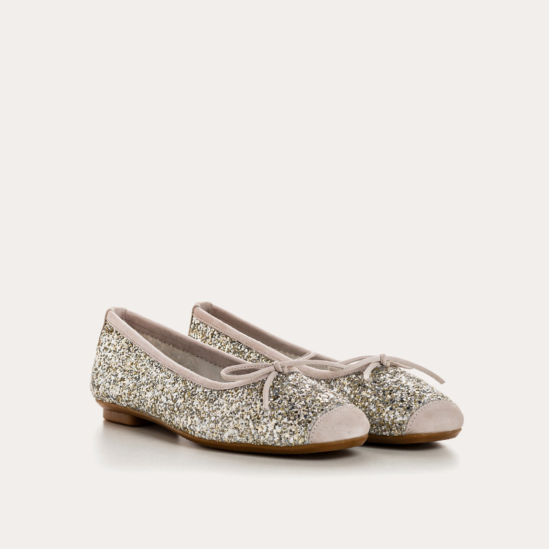 Glitter flat ballerinas knot with rounded butt