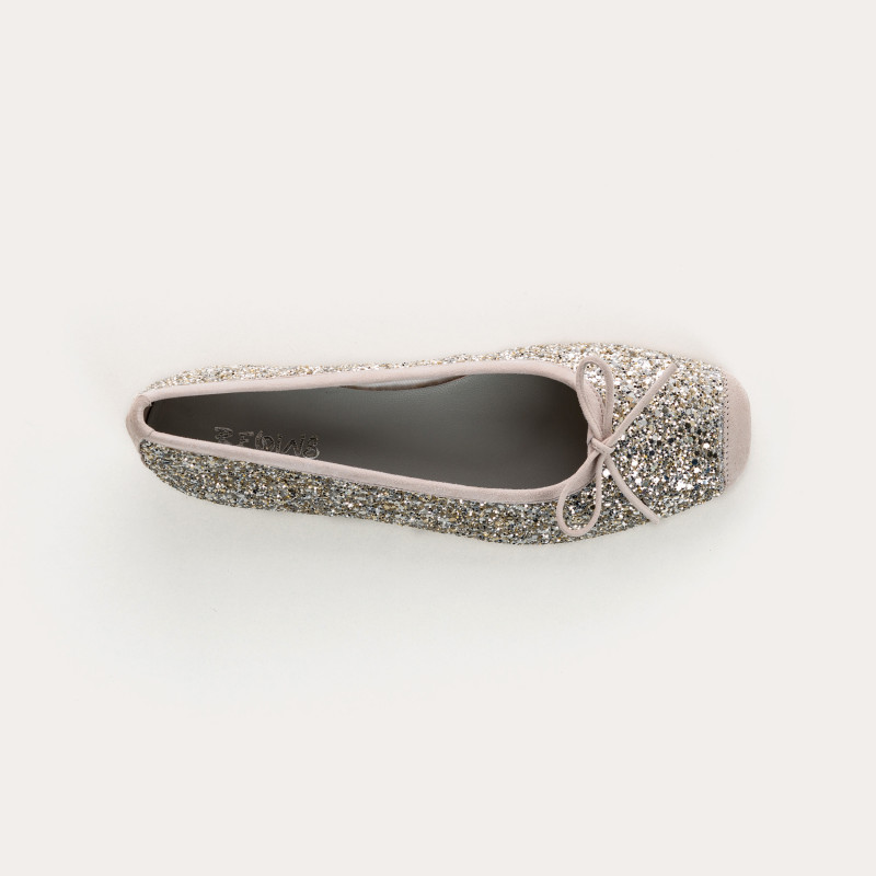 Glitter flat ballerinas knot with rounded butt