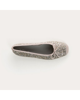 Glitter flat ballerinas knot with rounded butt
