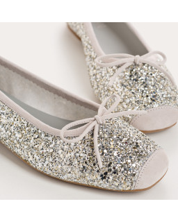 Glitter flat ballerinas knot with rounded butt