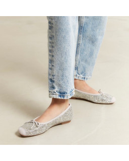 Glitter flat ballerinas knot with rounded butt