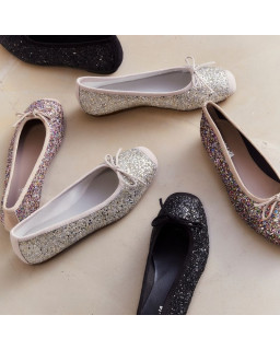 Glitter flat ballerinas knot with rounded butt