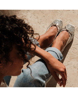 Glitter flat ballerinas knot with rounded butt