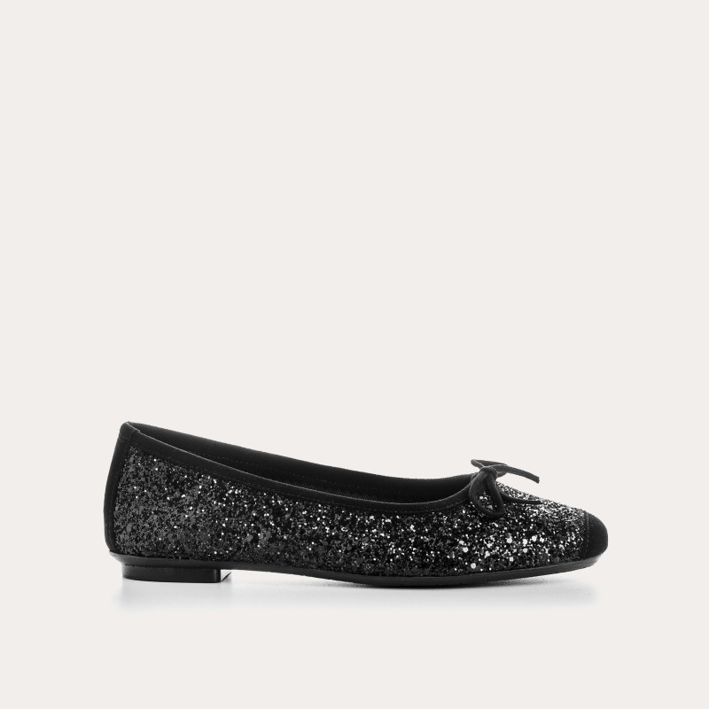 Glitter flat ballerinas knot with rounded butt