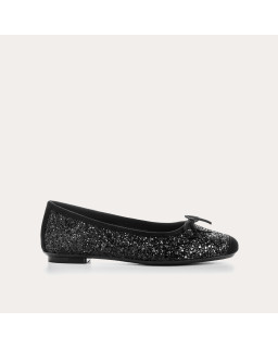 Glitter flat ballerinas knot with rounded butt