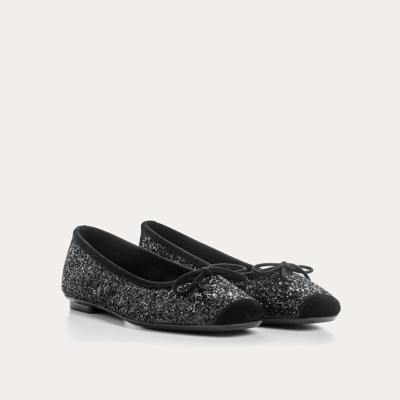 Glitter flat ballerinas knot with rounded butt