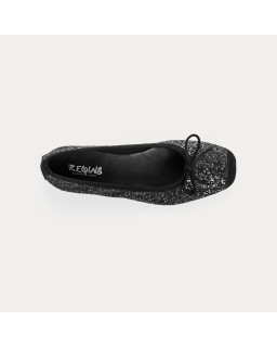 Glitter flat ballerinas knot with rounded butt
