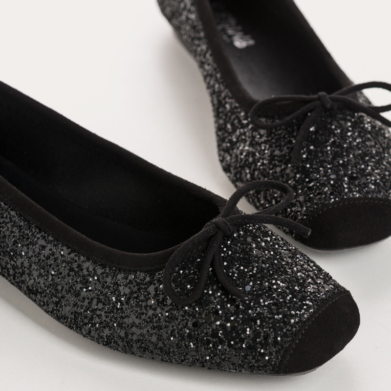 Glitter flat ballerinas knot with rounded butt