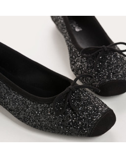Glitter flat ballerinas knot with rounded butt