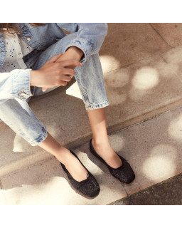 Glitter flat ballerinas knot with rounded butt