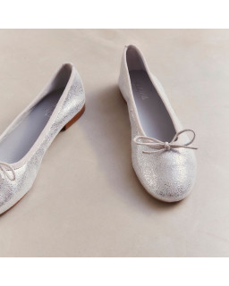 Ballerines Carmen en cuir métallisé craquelé CC | Reqins