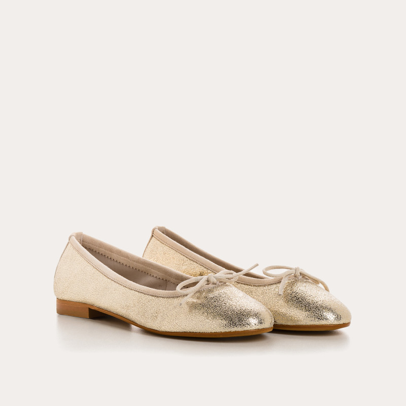 Carmen crackled leather CC ballerinas | Reqins