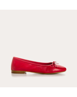 Ballerines plates à nœud en cuir avec bout arrondi