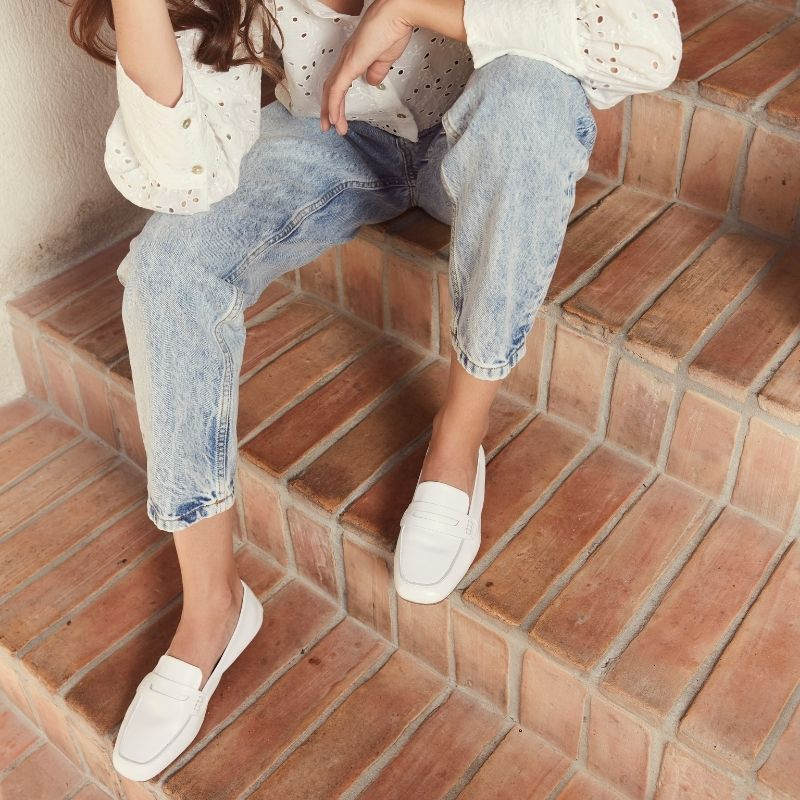 Hema college moccasins with square toe leather