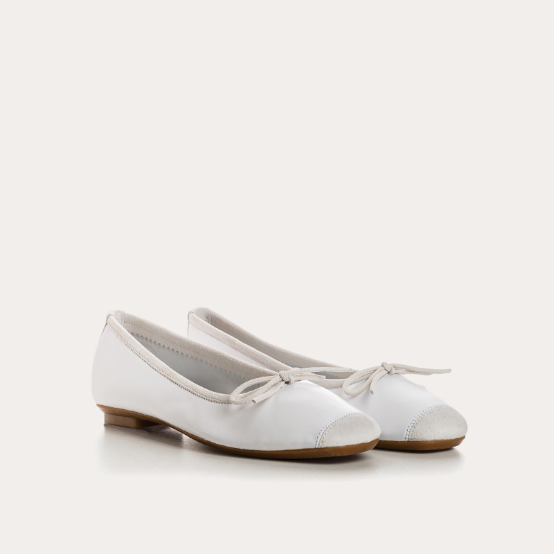 Flat Ballerinas with Smooth Leather Knot and Suede