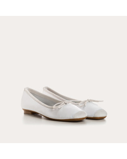 Flat Ballerinas with Smooth Leather Knot and Suede