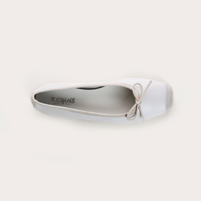 Flat Ballerinas with Smooth Leather Knot and Suede