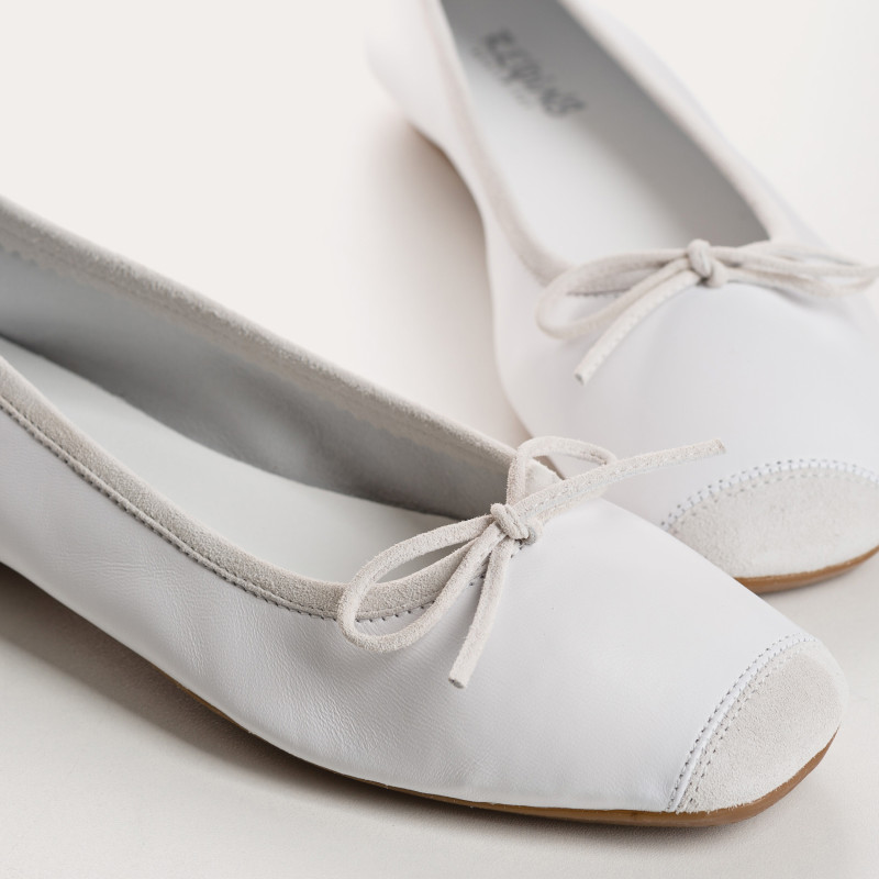 Flat Ballerinas with Smooth Leather Knot and Suede