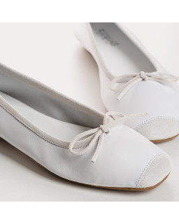 Flat Ballerinas with Smooth Leather Knot and Suede