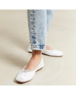 Flat Ballerinas with Smooth Leather Knot and Suede