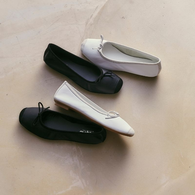 Flat Ballerinas with Smooth Leather Knot and Suede