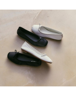 Flat Ballerinas with Smooth Leather Knot and Suede