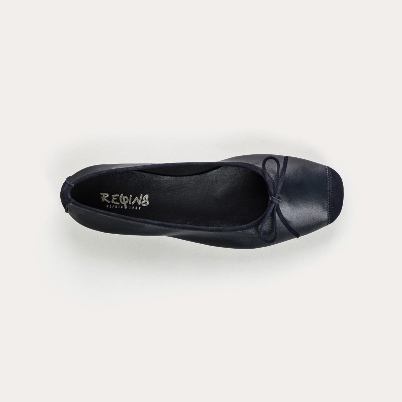 Flat Ballerinas with Smooth Leather Knot and Suede