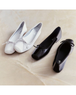 Planted leather bow ballerinas with suede reinforcement