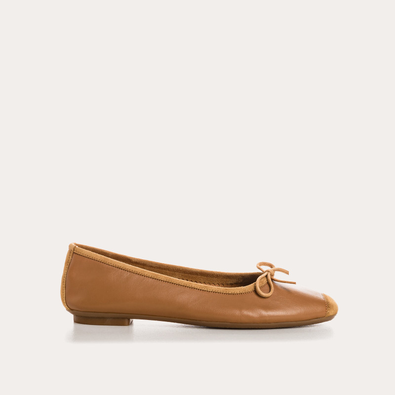 Flat Ballerinas with Smooth Leather Knot and Suede