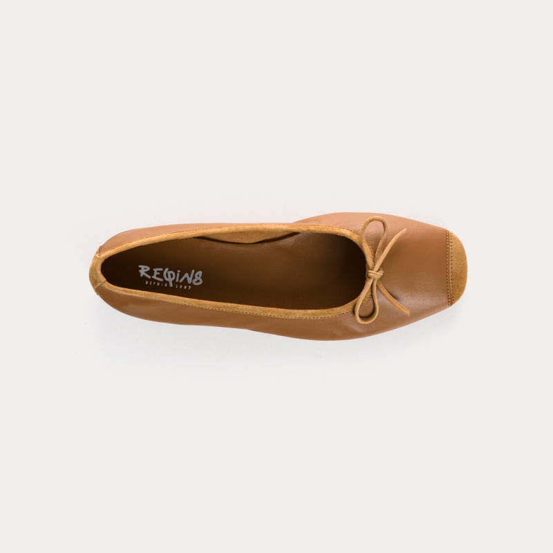 Flat Ballerinas with Smooth Leather Knot and Suede