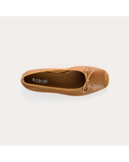 Flat Ballerinas with Smooth Leather Knot and Suede