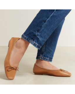 Flat Ballerinas with Smooth Leather Knot and Suede