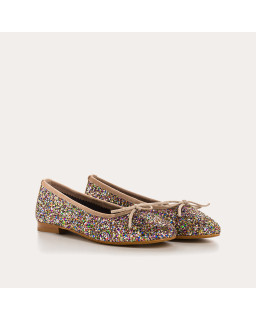 Flat ballerinas with steeped fabric knot with rounded butt